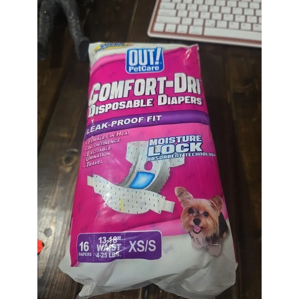 OUT! Petcare Disposable Dog Diapers for Female Dogs,‎ Dog Heat Diapers 16 Count